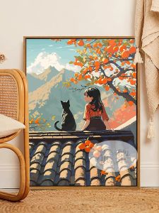 Modern Simplicity Harvest Scenery Digital Painting DIY Handmade Coloring Decorative Artwork Healing Little Courtyard Decoration