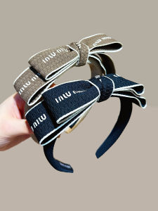 Retro Letter Butterfly Knot Hairband Versatile High End Feeling Personality High Top Headband Fabric Fashion Hair Accessories
