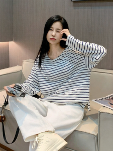 Warrior | Stripe Design Loose Fit Long Sleeve T-Shirt