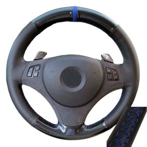Carbon Fiber Leather Car Steering Wheel Cover for BMW 1 Series E81 E82 E87 E88 3 Series E90 E91 E92 Leather Interior Accessories