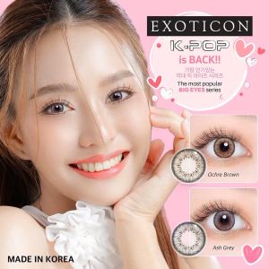 Softlens Big Eye New KPOP Dia. 16mm Normal & Minus ( -0.50 s/d -6.00 ) Ochre Brown Ash Grey Soflens K-POP By Exoticon