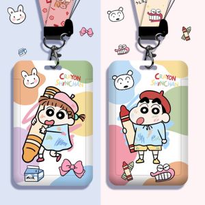 OKDEALS Cartoon ID Badge Holder Crayon Shin-chan Wear-resistant Keyrings Accessories Cute With hanging rope Work Card Holder Student