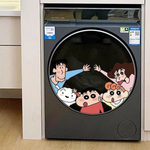 Rolling Drum Laundry Machine Stickers Bathroom Door Decorative Covers Waterproof PVC Doraemon Cartoon Style Home Decor