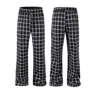 Slim Fit Flared Blue Check Mens Pants