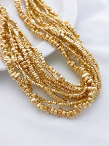 Handmade DIY Gold Plated Black Gallstone Beads Small Golden Fragments Alloy Square Beads Bracelet Necklace Stringing Material Accessories