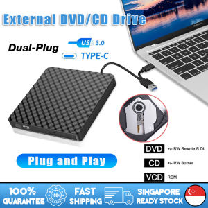 🇸🇬[Ready Stock] Portable External CD DVD Drive Slim USB & Type-C DVD Player Optical Drive CD-RW Burner Writer Driver