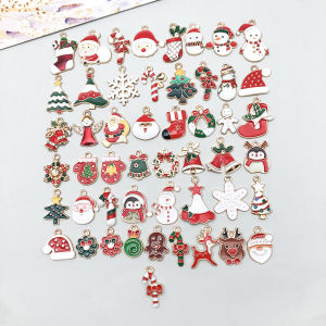 50pcs Alloy enamel Christmas Pendant Jewelry Making DIY Keychain Earrings Charms for Jewelry Bracelets Necklace
