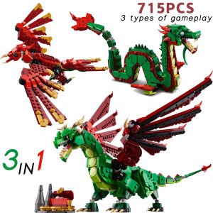 31161 New series 3N1 Medieval Flying Dragon Building Blocks assembled toy model childrens birthday gift 715PCS