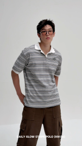 KINS 19 STUDIO |  DAILY GLOW STRIPE POLO เสื้อโปโลคินส์ [KN136]