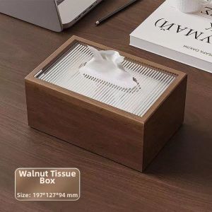 QIAOPIDIANDIAN | Commercial Stylish Walnut Wood Finish Tissue Box