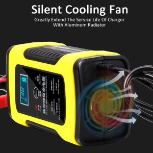 Motorcycle Car Battery Charger 12v 6a Lead-Acid Auto Repair Fast Charging Lcd Display