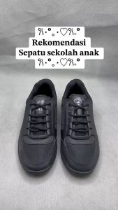 Sepatu Sekolah Anak Laki-laki SD SMP Full Hitam Polos Tali Sneakers Termurah Arkens AA-154
