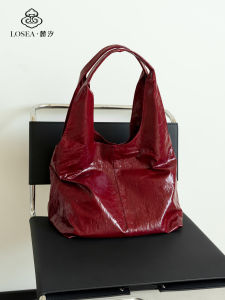Losea Minimalist Oil Wax Leather Large Capacity Tote Bag Womens Casual Commuter Single Shoulder Bag 2025 New Style