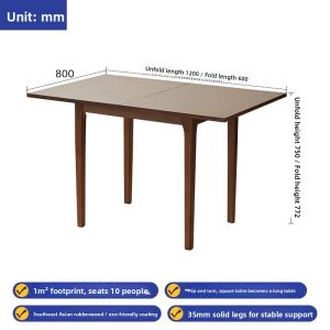 Extendable Rectangle Wooden Dining Table Nordic Simple Style Foldable Home Restaurant Square Table Modern Minimalist Artistic Design