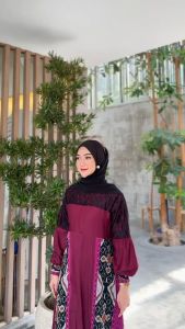 AMIRA DRESS Twill ORY Kombinasi Tenun Troso Dan Brokat