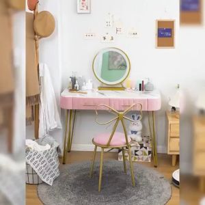 เครื่องโต็ะแป้ง พร้อมเก้าอี้แถมหมอน ส่ง เก้าอี้แต่งหน้า 80*40*76ซม. ชุดโต็ะแต่งหน้า