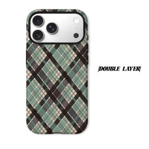 Muted Plaid Texture Phone Case for iPhone 18 17 16 15 14 13 12 11 Air Pro Max Plus Double-layer Cover