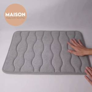 [SG STOCK] Microfiber Curvy Thick Floor Mat Anti Slip Water Absorbent Rug For Stylish Bathroom Kitchen Doormat