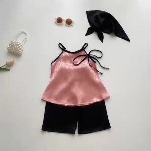 (4-28kg) Bộ Yếm Gấm Lụa Hồng NHÍM XÙ KIDS Cho Bé Gái 1 Tuổi Đến 8 Tuổi S030