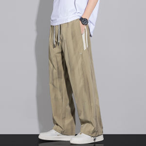 Quần Dài Nam Mùa Xuân Hè Kẻ Sọc Thường Ngày Cạp Chun Rộng Rãi Ống Đứng Quần Dài Thể Thao Quần Áo Bảo Hộ Lao Động Mới 2025