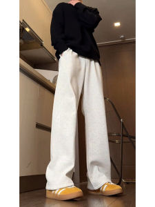 กางเกงขายาวทรงตรงชายผ้ากำมะหยี่หนาฤดูหนาว ทรงหลวม สไตล์อเมริกัน กางเกงขายาวทรงตรงยาวปานกลาง ทรงเข้ารูป
