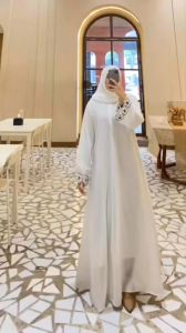 Aulia Abaya Cantik Trendy Bahan Ceruty Babydoll Full Puring Dress Mewah Kekinian Viral