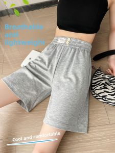 YAMIANNV | New 2025 Ice Silk Cool Sports Shorts Women Summer Thin Loose Casual Five-Quarter Slim Wide Leg Mid-Pants High Waist Pocket