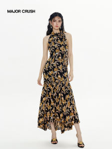 French Retro Ruffled Hem Romantic Holiday Dress