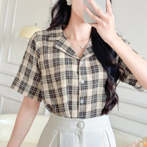 Áo kiểu công sở caro LAVYA - A013 áo sale hãng eden lavya gumac bemine áo đi làm