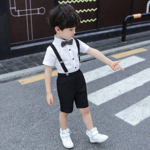 Boys Dress Suit Boy Host Flower Girl Kids Kindergarten Graduation Piano Performance Clothing Suit Summer
