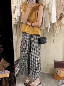 Yellow Fleece Sleeve Shirt Womens Loose Fit Summer Style Sweet Youthful Top Trendy Commute Vintage Flared Sleeve Blouse