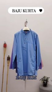 Kurta Raya Budak Warna Peach Nude Purple Black Mint Green Baby Blue Lilac Dusty Pink Yellow Slim Fit Baju Raya PG1 / KD