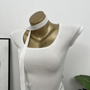 Fancy ~ Super Nice Temperament Square Collar Halterneck Knitwear Black Silm Slim Looking Sleeveless Tops Summer Womens New Arrival