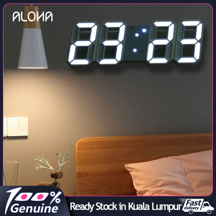3D LED Digital Alarm Clock Date Time Display Table Wall Modern Bedroom ...