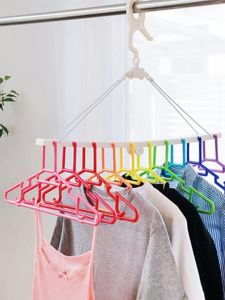 Foldable Clothesline Multi-Socket Underwear Drying Rack Balcony Pant Hanger Windproof Childrens Clothes Drying Clip Macaron Style Japanese Style Plastic Combination Hanger