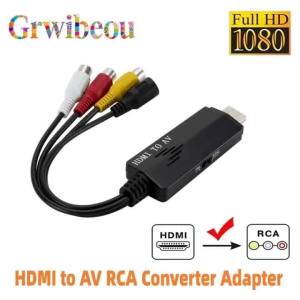1080P Cable HD HDMI to AV RCA Black Converter Adapter Cable STB to Old TV Input Port 1 X HDMI-Compatible Output Port 1 X RCA