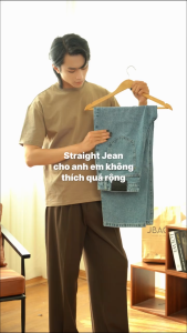 Quần Jean nam ống suông đứng JBAGY Wide Straight Jean Bootcut Denim Cotton cao cấp - JJ0101