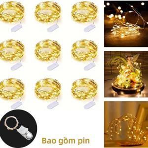 Đèn LED Dây Đồng Trang Trí Ngoài Trời Đèn Dây Nháy Kiểu Tiên Có Pin 1M 2M Kèm Pin Trang Trí Nhà Cửa Giáng Sinh Đám Cưới