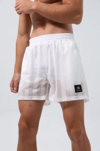 Double Lining Shorts Mens Muscle Exercise Workout Quick-Drying Mesh Three Points Short-Length Pants Breathable Casual Elastic Running