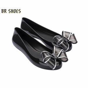 Melissa Official Store Women Shoes Bronzing Bow Decorative Flats Women Casual Shoes Round-toe Jelly Shoes Ballet Flats Melissa Sweet Love VI Ladies Flats