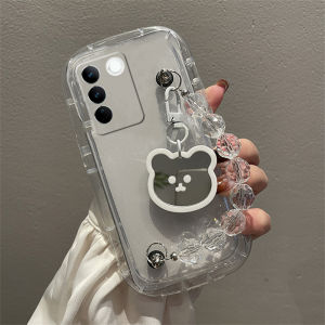 Ốp Lưng VIVO V27e V27 Pro X90 X80 X70 Pro 5G Vỏ Điện Thoại Giảm Giá Cực Mạnh Bear Gương Trong Suốt Vòng Tay Pha Lê Bao Gồm Tất Cả Chống Sốc Vỏ Mềm Silicone 2023