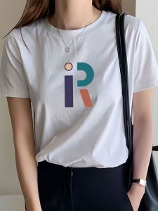 Áo Thun Cotton Tay Ngắn Cổ Tròn Màu Trắng in Chữ Phong Cách Hàn Quốc Mùa Hè 2024 Dành Cho Nữ Áo Thun Thường Ngày in Họa Tiết Tay Ngắn Cổ Tròn