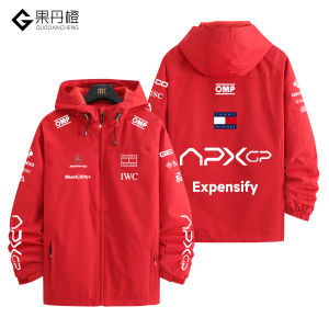 เสื้อแจ็คเก็ตฤดูใบไม้ร่วงแบบสามชั้น F1 วิ่งเร็ว APXGP สำหรับนักแข่งรถในหนังสือพิมพ์ แจ็คเก็ตแบบมีฮู้ด ปกติ แขนยาว ปกติ