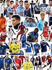 50-Pack Waterproof Football Star Stickers Set Cute Decorations for Laptop Notebook Ronaldo Messi Neymar Adorable Decals
