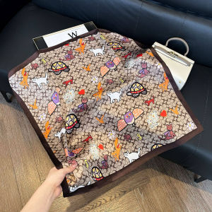 Luxury summer lightweight sun protection silk scarf women animal horse 70cm small square scarf decorative neck scarf