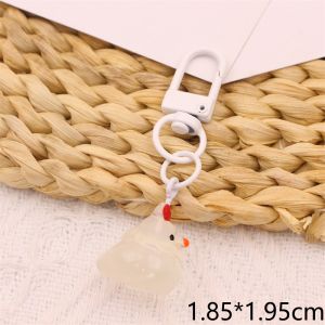 Cute Cartoon Luminescent Chicken Keychain Bag Pack DIY Bookbag Hanging Decoration Mobile Phone Chain Gift Resin Material