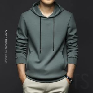 Fesyen Athleisure Long Sleeve Pullover Hoodie untuk lelaki baru Autumn satu warna Trend t-shirt