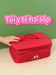 <kkt> Túi đựng thuốc công suất lớn hai lớp Túi y tế gia đình Túi y tế du lịch xách tay Túi cấp cứu ngoài trời