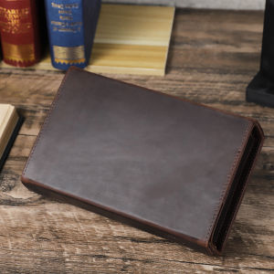 Hiram Retro Genuine Crazy Horse Leather Handmade 3 Slot Sunglass Box Travel Portable Glasses Holder with Buckle Storage Case