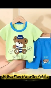 SKU_02 Bộ quần áo bé trai & bé gái cao cấpin hình gấu trúc..Bộ đồ Rhino Kids vải cotton thoáng mát